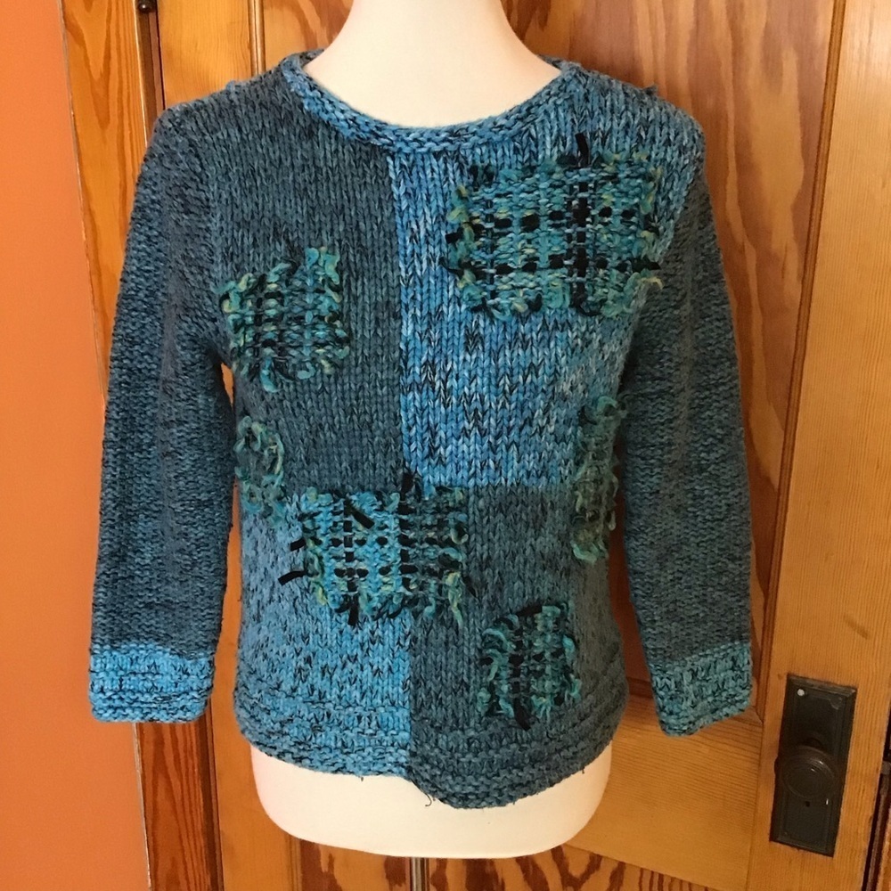 Retro Y2k Sigred Olsen Patchwork Fuzzy Sweater - image 5